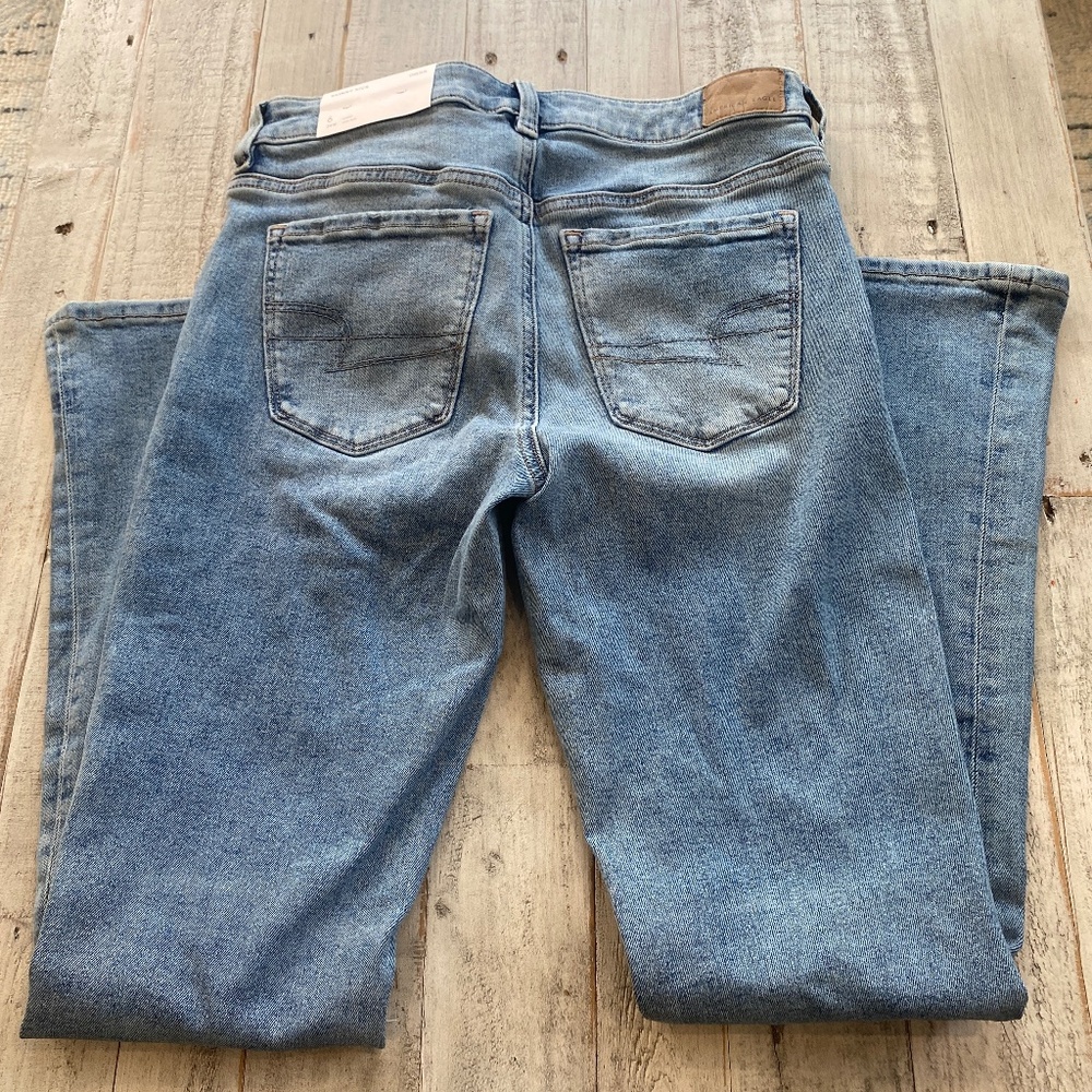 American Eagle Jeans size 6S 28W Blue 90's Low Rise Stretch Skinny Kick Bootcut
